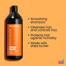 MATRIX Total Results Mega Sleek Shampoo | Controls Frizz & Smooths Hair with Shea Butter for Unruly Hair | 33.8 Fl. Oz. MATRIX