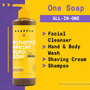 Alaffia Authentic African Black Soap All-in-One, Multi-purpose Face & Body Wash, Shampoo & Shaving Soap, Suitable for All Skin Types, Fair Trade Shea Butter, Wild Lavender, 16 Fl Oz Alaffia