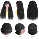 UNice Hair Headband Scarf Human Hair Wig Curly Hair, Brazilian Virgin Human Hair Glueless Non Lace Front Wig for Black Women Wear and Go Wig 150% Density 18inch UNICE Store