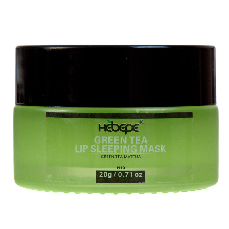 Hebepe Green Tea Matcha Lip Sleeping Mask Overnight with Applicator, Dry Lips Treatment with Coconut Oil, Vitamin E, Fig Extract, Orchid, and Shea Butter, Moisturizer for Dry, Chapped, Cracked Lips Hebepe