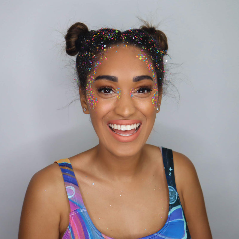 Chunky Circle - Rainbow Matte - Cosmetic Grade Chunky Glitter - Multi-Size Circle Shape - Festival Rave Makeup Face Body Nails Resin Arts & Crafts - Solvent Resistant Electric Bliss Beauty