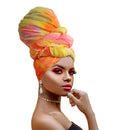 Ankara African Print Soft Headwraps Headband Long Hair Head Wrap Scarf Turban Tie Jersey Knit African head wraps(Tie Dye Style 2) Novarena