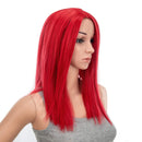 SWACC 14-Inch Short Straight Middle Part Hair Wig Medium Length Synthetic Heat Resistant Wigs for Women with Wig Cap (Red) SWACC