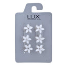 LUX ACCESSORIES White Flower Crystal Rhinestone Fashion Silvertone Hair Twist LUX ACCESSORIES
