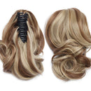 S-noilite Ponytail Extension Claw Clip Short Curly Wavy Thick Jaw Ponytails Pony Tail Hairpiece Clip in Hair Extensions Synthetic Fiber for Women 12 Inch Light Brown & Ash Blonde S-noilite