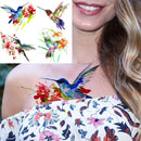 15 Sheets FANRUI 3D Watercolor Hummingbird Temporary Tattoos For Women Girl Small Multicolor Hummer Birds Tattoo Temporary Colorful Flower Fake Face Tatoo Kids Tiny Hands Waterproof Tatto Adult Tato FANRUI