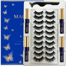 3D Magnetic Eyelashes with Eyeliner Kit - 7C SevenCrown Magnetic Lashes Natural Looking with Upgraded 4 Tubes of Liner Waterproof, Long Lasting,10 Pairs Reusable False Eyelashes Easy to Apply. Infinity Warehouse