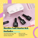 Beetles Nude Gel Nail Polish Kit with UV LED Light and Base Gel Top Coat Starter Kit, Soak Off Popular Nude Gel Polish Set with Nail Lamp Nail File for DIY Home Manicure Gift for Women beetles Gel Polish