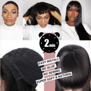 Straight Human Hair Wigs with Bangs Brazilian Virgin Straight Human Hair Wigs None Lace Front Wigs Human Hair 130% Density Glueless Machine Made Bob Wigs for Black Women Natural Color 22 Inch Beafay Hair