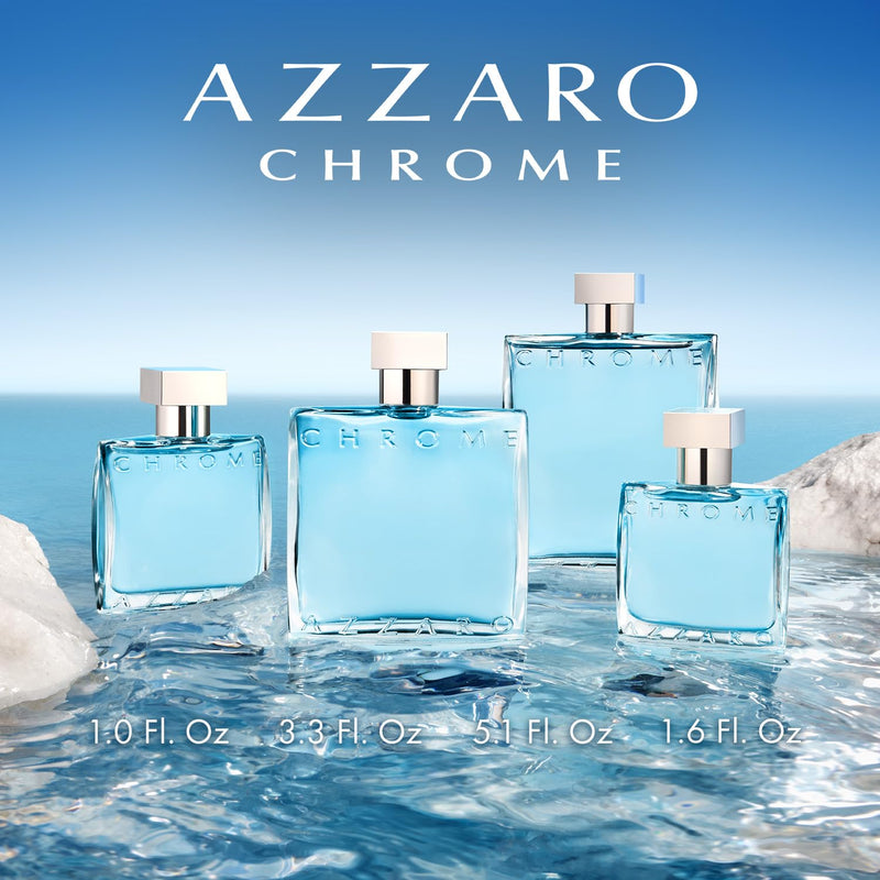 Azzaro Chrome Eau de Toilette - Fresh Aquatic Mens Cologne - Citrus, Woody, Musky Fragrance -Fresh Notes of Bergamot - Everyday Wear - Classic Summer Beach Scent - Luxury Perfumes for Men Infinity Warehouse