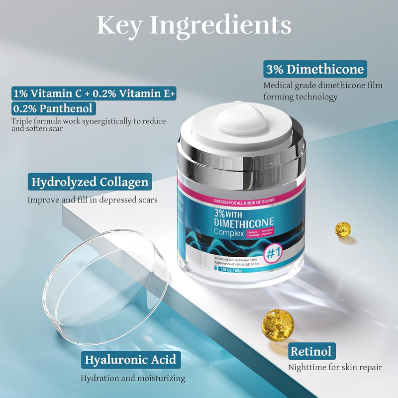 Advanced Scar Cream, Scar Reduction Treatment for Improves Skin Texture & Helps Remove Acne, Surgery, C Section, Burn, Keloid & Hypertrophic Scars 1.76 Oz (50g) Infinity Warehouse