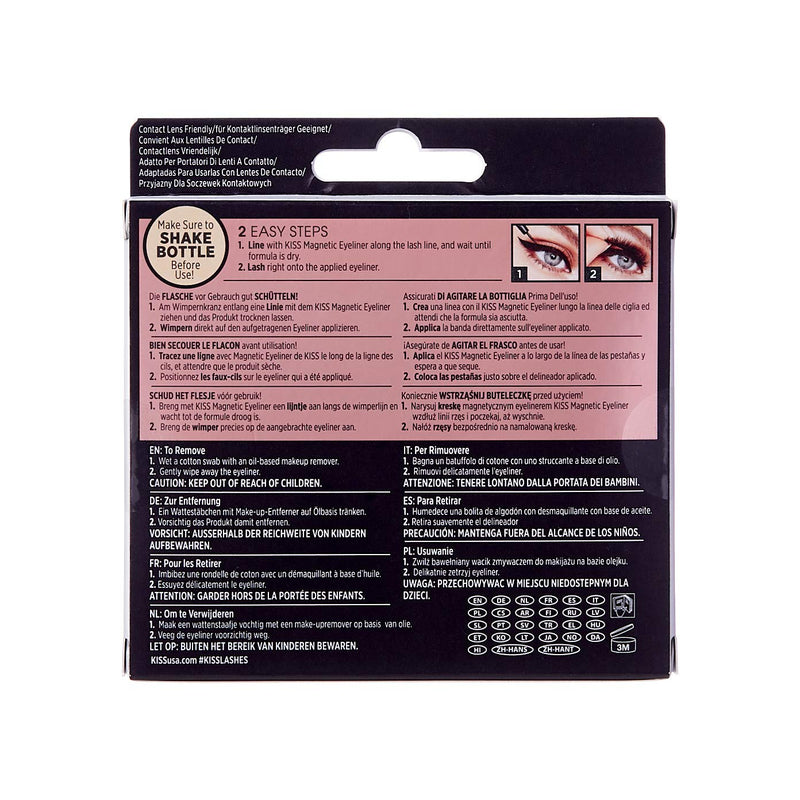 KISS Magnetic Eyeliner, Black, 0.16 Ounce, Smudge Proof, Biotin Infused, Free of Synthetic Fragrances, Dyes, Parabens, Petrochemicals, And Formaldehyde with Precision Tip Brush KISS