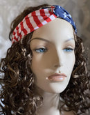 Remington American Flag Headband 3.5” Wide USA Hair Band Patriotic Twisted Headband Turban Style in Red White and Blue Stars & Stripes Remington