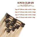 Highlighted Clip in Hair Extensions Ash Blonde & Bleach Blonde 12 Inch Remy Human Hair Skin Weft Clip ins Full Head 8pcs 18 Clips Soft Straight Hair for Women Party 8-24 inch Ombre 55g