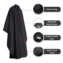 HABBIBI Nylon Salon Barber Cape for Men Women Hairdressing Waterproof, Snap Closure Apron Hair Cutting Stylist Capes for Adults 59x51 Inches- Professional and Home Use (Carbon Black) HABBIBI