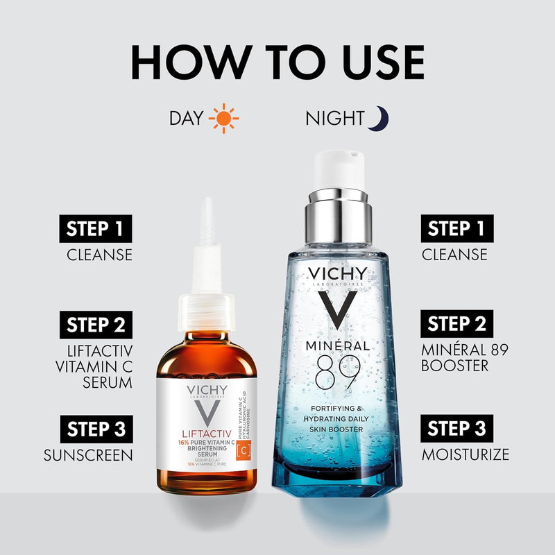 Vichy Mineral 89 Booster, Pure Hyaluronic Acid Serum for Face with Volcanic Mineral Water for Skin Barrier Repair, Plumps & Hydrates, Lightweight Moisturizing Gel, Oil-Free, Non-Sticky Infinity Warehouse