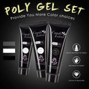 Poly Gel Nail Polish Set - Candy Lover Black White Clear 3 Popular Colors Nail Extension Gel Kit Enhancement Builder Gel, Quick Starter Soak Off UV LED 20g Tubes in Gift Box Candy Lover