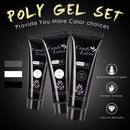 Poly Gel Nail Polish Set - Candy Lover Black White Clear 3 Popular Colors Nail Extension Gel Kit Enhancement Builder Gel, Quick Starter Soak Off UV LED 20g Tubes in Gift Box Candy Lover