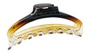 Parcelona French Slim Double Shaded Crystal Clear Tortoise Brown Shell Celluloid Tight Jaw Hairgrips Claw Clip Clamp Clutcher for Fine Hair for Women and Girls Parcelona
