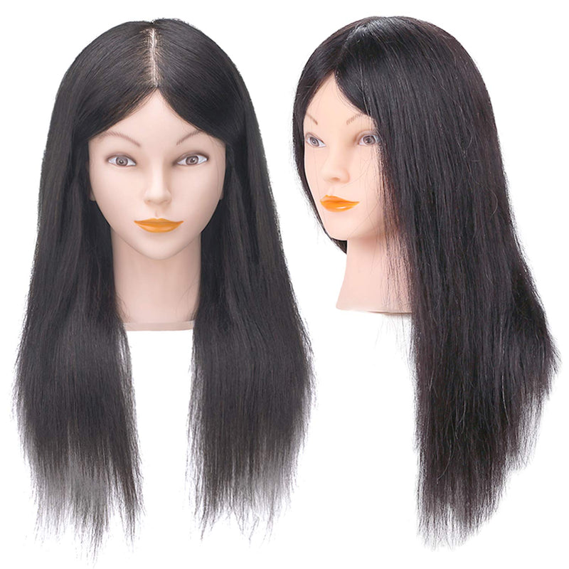 SOPHIRE 100% Real Hair Mannequin Head with Stand, Hairdressers' Practice Training Head and Cosmotology Doll Head for Hairstyling and Braid - Natural Black SOPHIRE