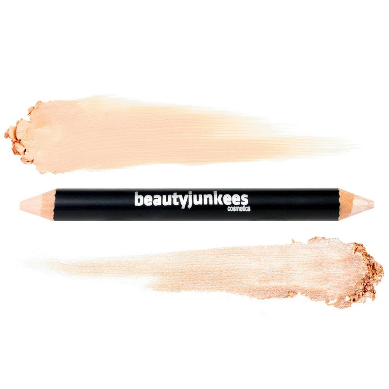 Eye Brightener Stick Highlighter - Eyebrow Concealer Duo Pencil Crayon Makeup, Creamy Matte Brow Shaper Definer, Shimmer for Highlighting Inner Corner, Gluten Paraben Cruelty Free, Cool Beige Beauty Junkees