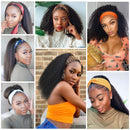 Headband Wig Curly Afro Kinky Curly Headband Wigs for Black Women 180% Density Short Curly Wig with Headband Black Synthetic Wigs with Headband Attached (12 inch, 1B) NAYOO