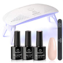 Beetles Nude Gel Nail Polish Kit with UV LED Light and Base Gel Top Coat Starter Kit, Soak Off Popular Nude Gel Polish Set with Nail Lamp Nail File for DIY Home Manicure Gift for Women beetles Gel Polish