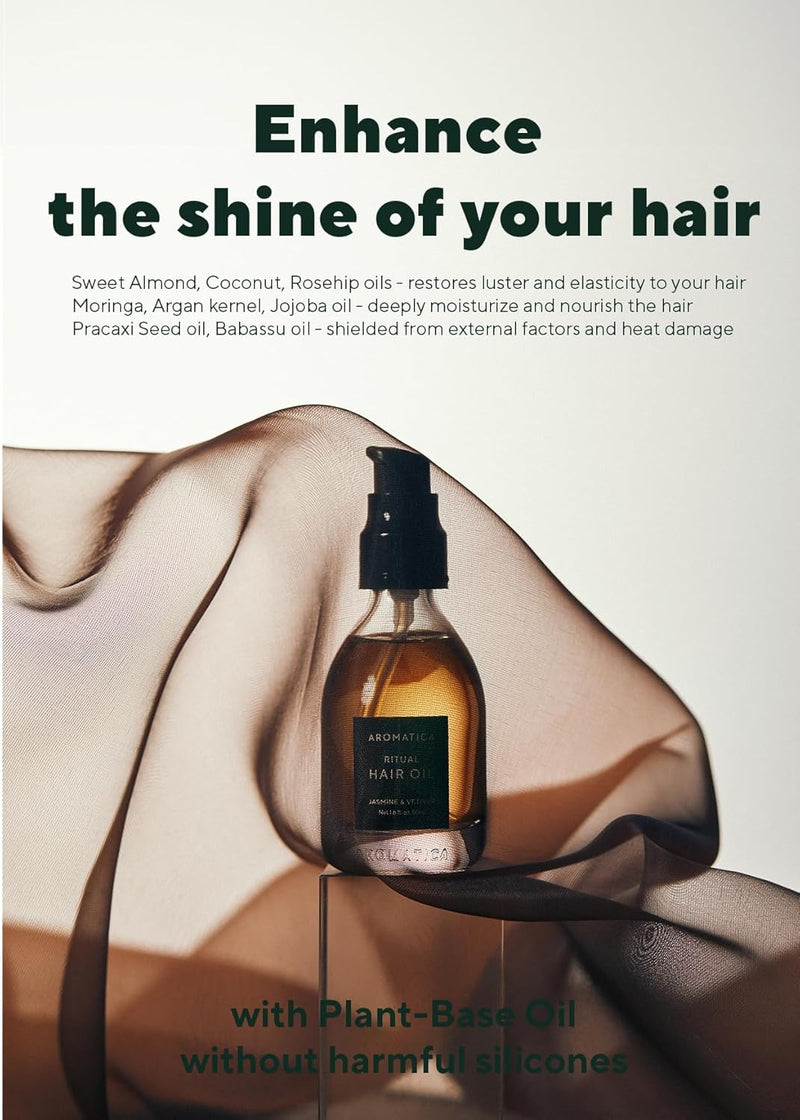 AROMATICA Ritual Jasmine & Vetiver Hair Oil 1.6 fl. oz - Nourishing Silicone-Free Oil for Damaged frizzy Blow out Hair with Pure Fragrance Infinity Warehouse