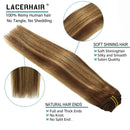 Lacer 18 Inch Highlight Clip in Hair Extensions Chocolate Brown to Caramel Blonde Remy Clip in Human Hair Extensions Straight Balayage Real Natural Hair Extensions 120g 7pcs Lacer Store