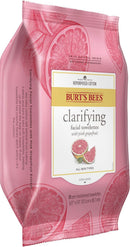 Burts Bees Clarifying Facial Cleanser Towelettes and Makeup Remover Wipes with Pink Grapefruit, for All Skin Types, Made with Repurposed Cotton, 30 Count Burt's Bees