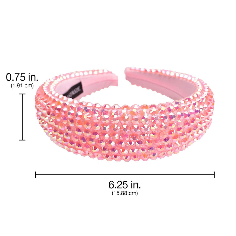 SP SOPHIA COLLECTION Women's Sparkling Crystal Padded Rhinestone Wide Bejeweled Hair Headband Party Hairband Hair Accessories in Pink SP Sophia Collection Store