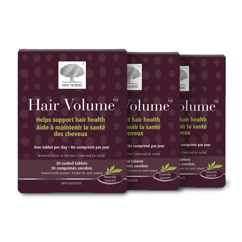 New Nordic Hair Volume Tablets | 3000 mg Biotin & Biopectin Apple Extract for Healthy Hair Growth | Reduce Thinning, Balding & Shedding for Naturally Fuller Thicker Hair | 30 Count (Pack of 3) New Nordic