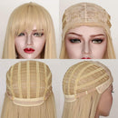 Maycaur Blonde Synthetic Hair Wigs with Full Bangs