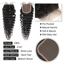 Brazilian 9A Deep Wave Bundles with Closure 4×4 Lace Mixed Length Hair Bundles Natural Color for Black Women (18 20 22 24+16) Miss GAGA Store