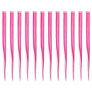SWACC 12 Pcs Straight One Color Party Highlights Clip on in Hair Extensions Colored Hair Streak Synthetic Hairpieces (Neon Pink) SWACC