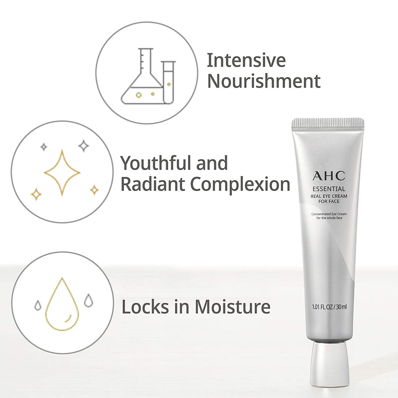 AHC Aesthetic Hydration Cosmetics Facial Moisturizer Essential Eye Cream for Face AntiAging Hydrating Korean Skincare OZ, 0.33 Ounce AHC