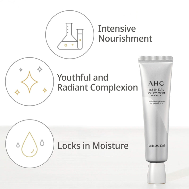AHC Aesthetic Hydration Cosmetics Facial Moisturizer Essential Eye Cream for Face AntiAging Hydrating Korean Skincare OZ, 0.33 Ounce AHC