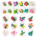 UOONY 2 Boxes Dried Flowers Resin Supplies, 24 Colors 3D Mini Real Natural Flowers Sticker for Nail Art with Tweezers for Tips Manicure Decor UOONY