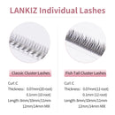 LANKIZ Individual Lashes Natural Cluster Lashes 20 Roots C Curl 0.07mm Thickness 8-14mm Mix Faux Mink DIY Individual Eyelashes LK LANKIZ