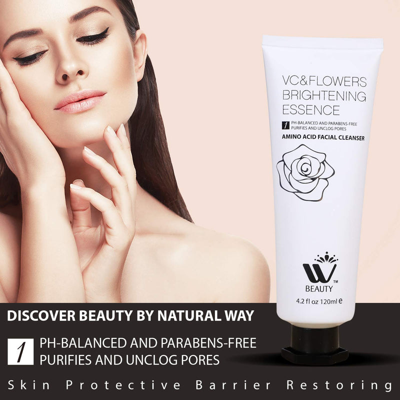 WBM INTERNATIONAL Facial Cleanser With Amino Acid | Perfect Anti-Aging, Skin Brightening And Wrinkle Reducing Acne Daily Face Wash for Oily, Dry & Sensitive Skin With Organic & Natural Ingredients - 4.2 Oz/120 ml WBM Care