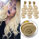 #60 Platinum Blonde Human Hair 3 Bundles 300g Body Wave Unprocessed Brazilian Virgin Human Hair Sew in Extensions for Women Wavy Curly Hair Weave 20"