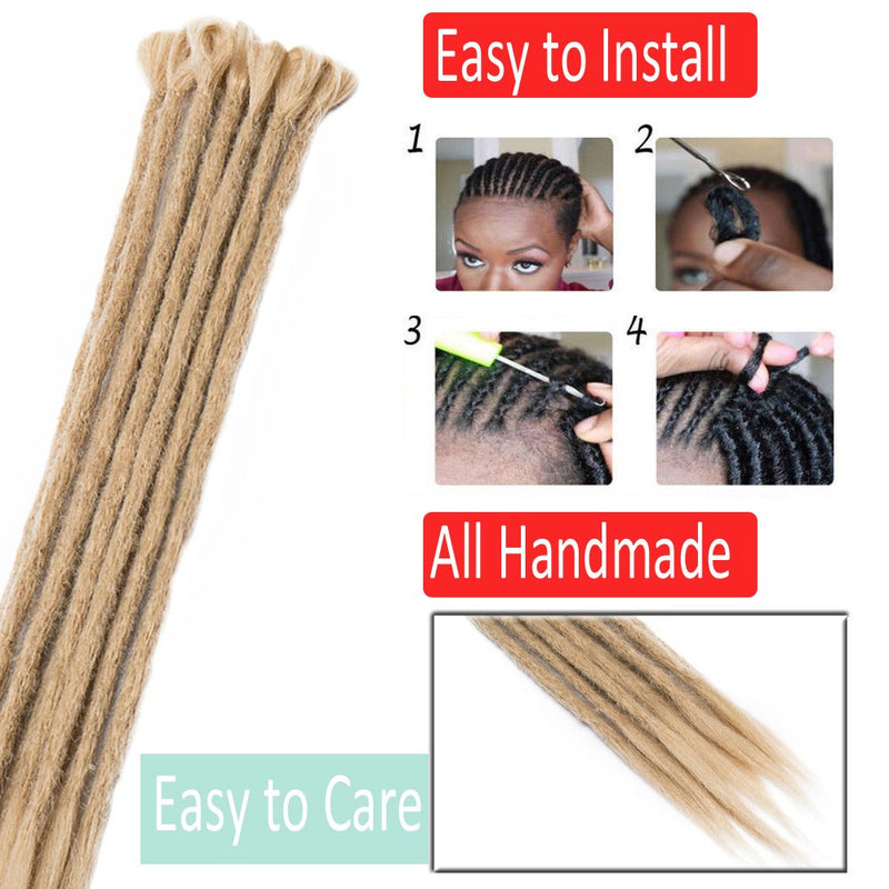 20 Inch Handmade Dreadlocks Braids Extensions Faux Locs Crochet Hair 30 strands Dreads Hair Reggae Hip-Pop Hair for Men and Women Black Hairro