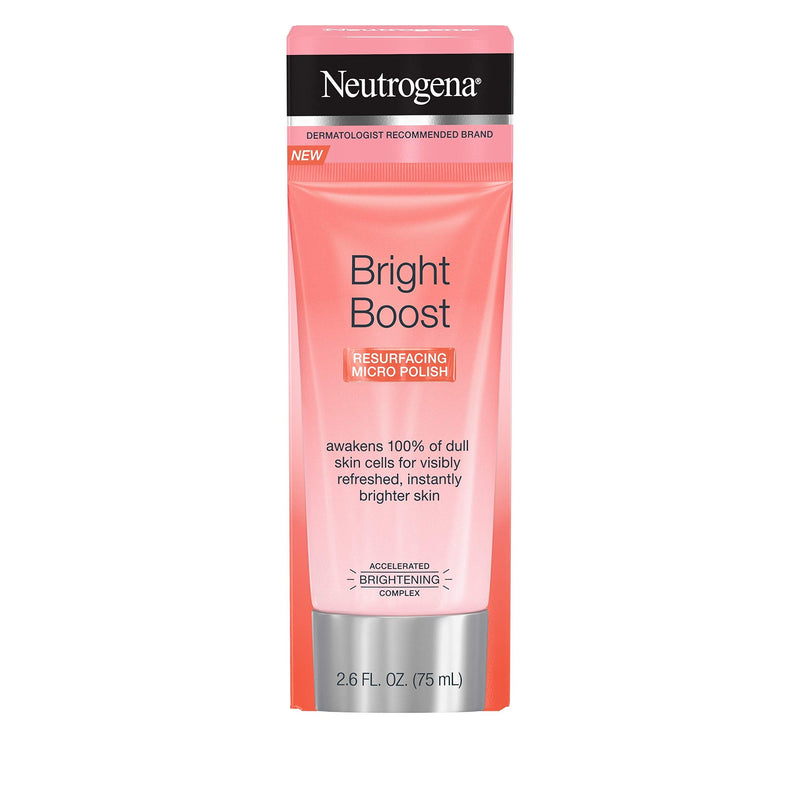 Neutrogena Bright Boost Resurfacing Facial Exfoliator with Glycolic and Mandelic AHAs Gentle Skin Resurfacing Face Cleanser for Bright Smooth Skin, Micro Polish, 2.6 Fl Oz Neutrogena