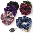 Velvet Scrunchies With Pocket Zipper Hair Ties for Women Big Vsco Girl Stuff Scrunchy Hidden Hair Scrunchie Ponytail Holder Elastic Bands Gift for Friend Ivyu Store