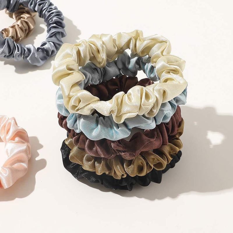 Scrunchies Silk Satin Hair Ties - Elestics Ponytail Holder Hair Bands Small Scrunchy For Thick Curl Hair No Crease Hair Ties Accessories Soft Ropes No Hurt Your Hair for Women and Girls Ivyu