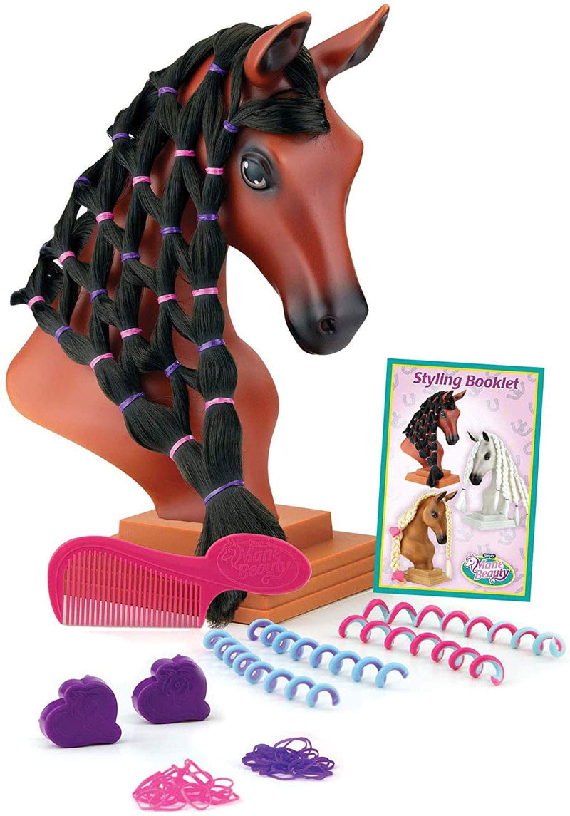 Breyer Horses Mane Beauty Horse Styling Head | Blaze | Black Extra-Long Silky No Tangle Mane | 10" x 4.25" x 4.25" | Styling Book, Brush, Hair Coils, Hair Clips, Elastics | Horse Toy | Model