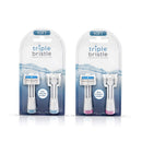 Triple Bristle Replacement Brush Head Refills Pink & Blue Bundle | Innovative 3 Head Design | Compatible w/Triple Bristle Brand Sonic Toothbrush | Color Changing Indicator Bristles Triple Bristle