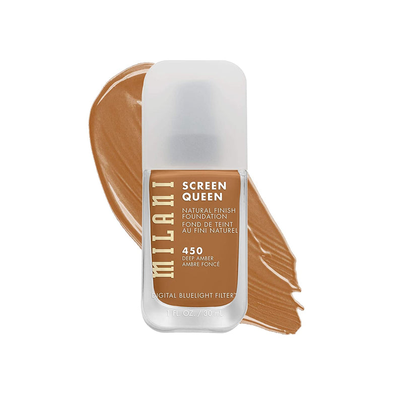 Milani Screen Queen Liquid Foundation Makeup - Cruelty Free Foundation With Digital Bluelight Filter Technology (Deep Amber) Milani Store