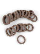 Heliums Small Light Ash Brown Gentle Hold, 1 Inch Mini Sized, Soft and Stretchy Seamless Elastic Nylon Fabric Rolled Ponytail Holders for for Kids, Braids and Fine Hair - 20 Hair Ties Heliums