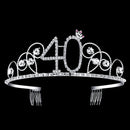 BABEYOND Crystal Birthday Tiara Crown Princess Birthday Crown Hair Accessories Happy 40th Birthday Crown Tiara for Women (40 Birth) BABEYOND